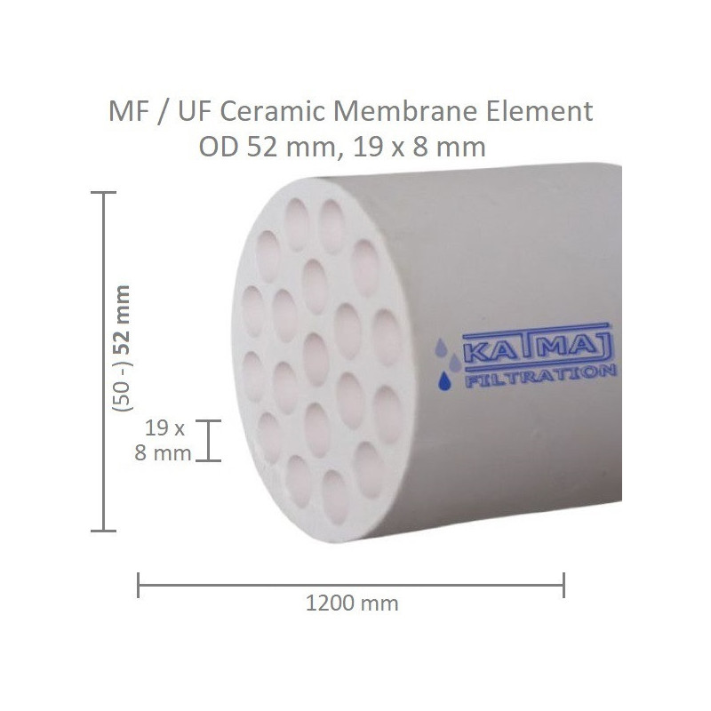 Membrana ceramiczna OD 52mm, 19x8mm, 1200mm