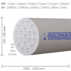 Ceramic Membrane OD 41mm, 19x6mm, 1500mm