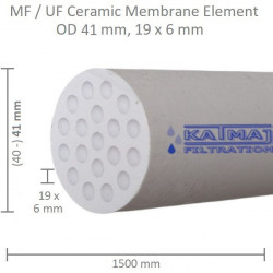 Ceramic Membrane OD 41mm, 19x6mm, 1500mm