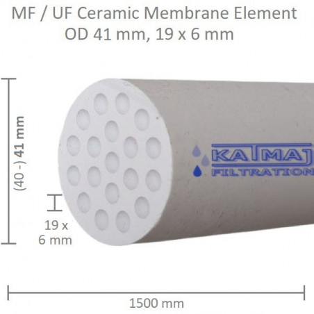 Ceramic Membrane OD 41mm, 19x6mm, 1500mm