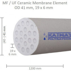 Ceramic Membrane OD 41mm, 19x5mm, 1200mm