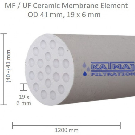 Membrana ceramiczna OD 41mm, 19x6mm, 1200mm