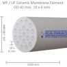 Ceramic Membrane OD 41mm, 19x5mm, 1200mm