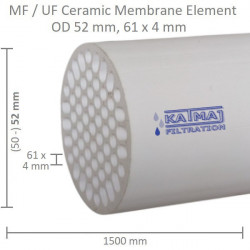 Ceramic Membrane OD 52mm, 61x4mm, 1500mm