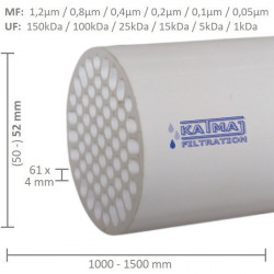 Ceramic Membrane OD 52mm, 61x4mm, 1500mm