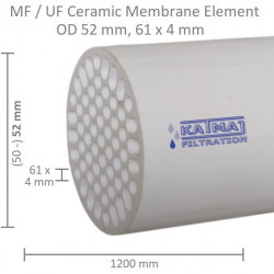 Membrana ceramiczna OD 52mm, 61x4mm, 1200mm