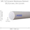 Ceramic Membrane OD 25,4mm, 19x3,3mm, 1200mm