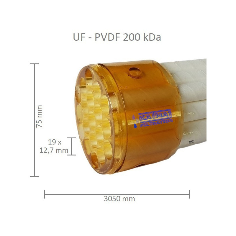 UF19 Membrane Filter PVDF 200 kDa, 19x12,5mm, 3050mm UF19 Membrane Filter PVDF 200 kDa, 19x12,5mm, 3050mm